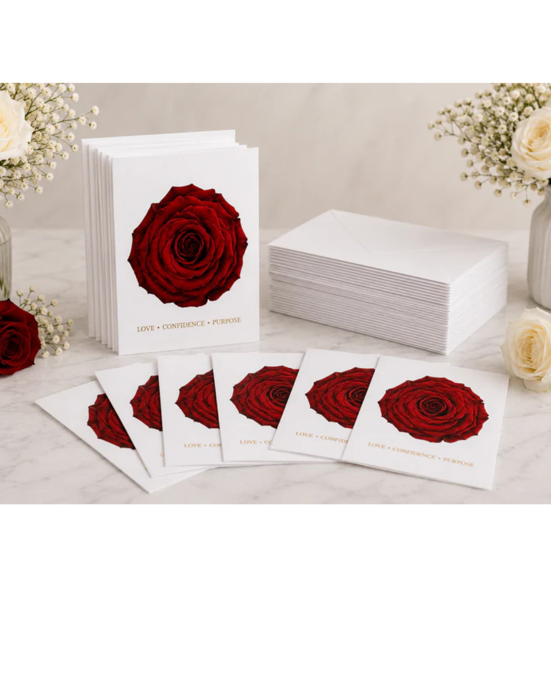 Red Rose Premium Greeting Cards | A 20 Card Gift Set