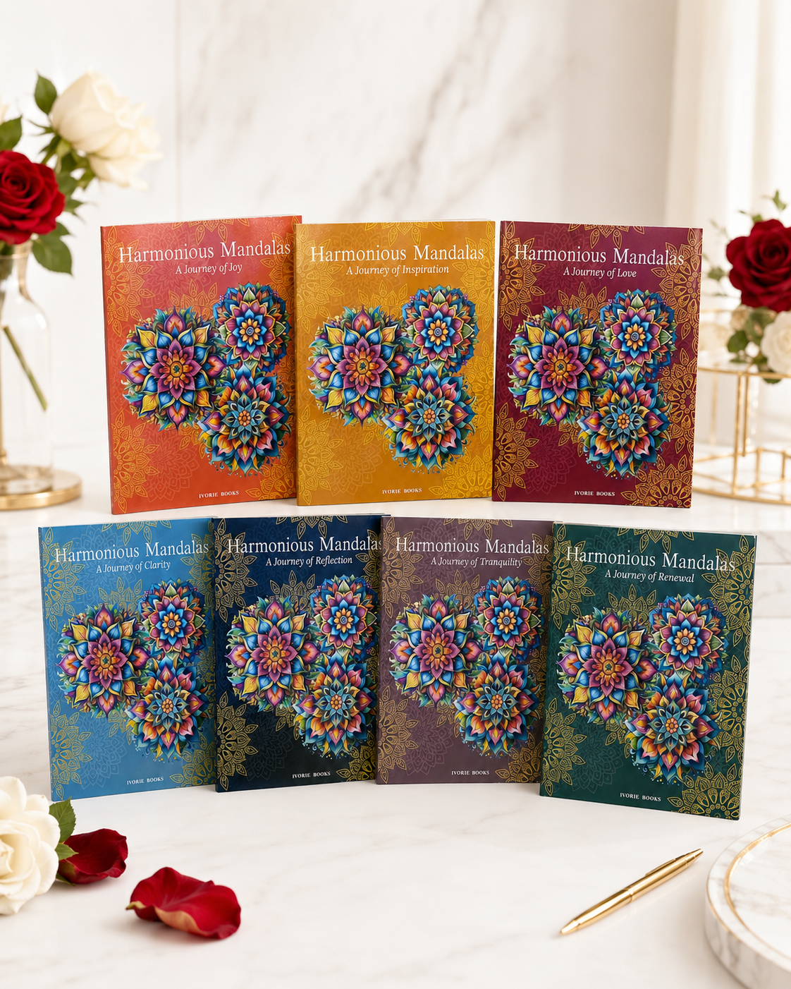 Harmonious Mandalas Complete Collection | 7-Book Coloring & Reflection Set